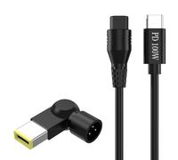 PLCPDM Rapid 100W Power Delivery Cord 3pin Connection with Convertible Square Connector for Laptops Laptop Square Tip ChargingAdapter