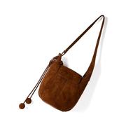 PLCPDM Sac à bandoulière élégant en daim avec grand espace de rangement pour livres essentiels, appareils électroniques, voyage, navetteurs, sacs de voyage, Couleur châtaigne