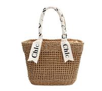 PLCPDM Sac à bandoulière en paille léger et respirant avec cordon de serrage pour les vacances ou les voyages décontractés, kaki, One Size