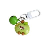 PLCPDM Smiling Bitten Fruit Keyring with Delicate Bells Noise Vibrant Resin Holder for Backpacks Phone Charm Cartoon Fruit Keychain with Bells Charm