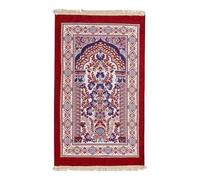 PLCPDM Tapis De Prière Islamique pour Hommes Femmes Et Tissé À Fleurs À Genoux avec Pompons Pliable pour Musulmans Chenilles Prière Floral