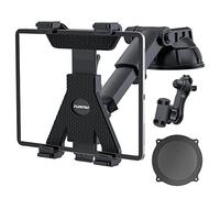 PLDHPRO Support Voiture Tablette Universel [Ventouse Forte 360°] - Compatible i Pad Galaxy Tab Fire HD - Installation Tableau de Bord/Pare-Brise - Bras Télescopique Anti-Vibration 6"-13"