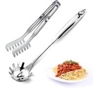 Pleafind 2 pièces cuillère à spaghetti et pince à spaghetti, cuillère à pâtes antiadhésive de 33cm et pince à pâtes de 29cm, set serveur de spaghetti en acier inoxydable