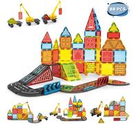 Pleafind Castle Construction Magnetic Building Blocks Tiles 88PCS, Ensemble de Jouets de Construction magnétiques pour Enfants, Jouet magnétique éducatif STEM, Cadeau pour garçons Filles, âgés de 3+