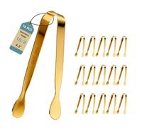 Pleafind Lot de 16 mini pinces de service - 10,9 cm, mini pinces en acier inoxydable 18/8 de qualité alimentaire, accessoires de charcuterie polis miroir pour cafés, goûters, bars, sucre et seau à
