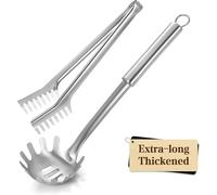 Pleafind uillère à spaghetti et pince à spaghetti - Cuillère et pince à pâtes extra-épaisses de 30 cm, avec revêtement antiadhésif, faciles à ranger et lavables au lave-vaisselle, design ergonomique