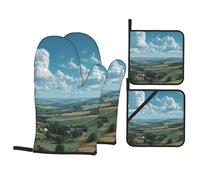 Pleasant Time Kit de cuisson durable avec gants de four et maniques étanches et résistants à la chaleur