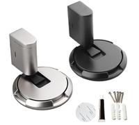 Pleasantk Lot de 2 butoirs de porte coupe-vent améliorés, hauteur réglable, pas de support de perçage, butée de porte magnétique avec vis et adhésif pour la maison ou le bureau