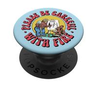 Please Be Careful with Fire Smokey Bear Vintage Sketch PopSockets PopGrip Adhésif