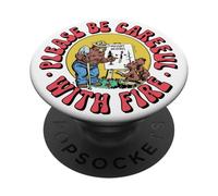 Please Be Careful with Fire Smokey Bear Vintage Sketch PopSockets PopGrip Adhésif