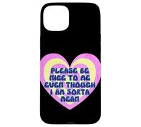 Please Be Nice to Me Sorta Mean Cœur rétro Coque pour iPhone 15 Plus