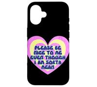 Please Be Nice to Me Sorta Mean Cœur rétro Coque pour iPhone 16