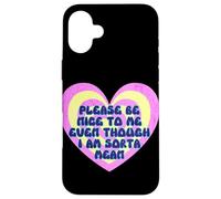 Please Be Nice to Me Sorta Mean Cœur rétro Coque pour iPhone 16 Plus