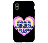 Please Be Nice to Me Sorta Mean Cœur rétro Coque pour iPhone X/XS