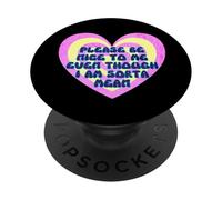 Please Be Nice to Me Sorta Mean Cœur rétro PopSockets PopGrip Adhésif