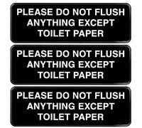 Please do not Flush Paper Towels or femine Products in WC, panneau en plastique informatif facile à monter avec symboles 22,9 x 7,6 cm, lot de 3 (marron)