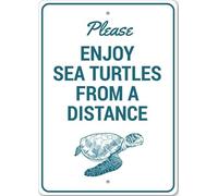 Please Enjoy Sea Turtles from a Distance Coastal Guide Sign Marine Metal
