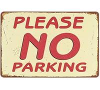Please No Parking Keep Clear Distressed Tin Sign Vintage Warning Wall Art for Garage Driveway Private Road 8 X 12 in