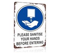 Please Sanitize Your Hands Before Entering Witty Aluminum Sign for Restaurant Bar Entryway 8 X 12 in