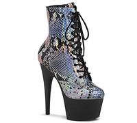 Pleaser ADORE-1020SP SLV Holo Snake Print/Noir Mat, Slv Holo Snake Print Noir mat, 39 EU