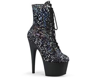 Pleaser ADORE-1020SPLAT Blk Velvet-SLV Holo/Blk Matte UK 3 (EU 36)