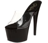 Pleaser Femme ADORE-701 Sandales Plateforme, Transparent (CLR/Blk), 38 EU