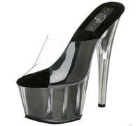 Pleaser Femme ADORE-701G Sandales Bout Ouvert, Transparent (CLR/Blk GLTR), 38 EU