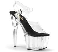 Pleaser Adore-708 Sandales Ouvertes pour Femme - Transparent - CLR blk CLR Transparent, 35 EU