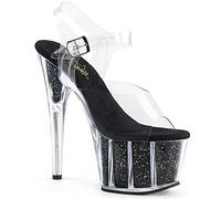 Pleaser ADORE-708G CLR/Blk Glitter Inserts UK 8 (EU 41)