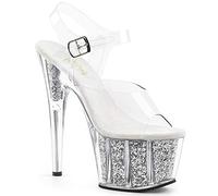Pleaser ADORE-708G CLR/Silver Glitter Inserts UK 4 (EU 37)