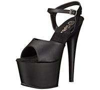 Pleaser Adore-709 Sandales Ouvertes pour Femme - Noir - Noir Mat en Cuir synthétique, 35 EU