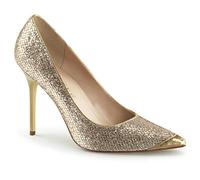 Pleaser CLASSIQUE-20 Gold Glittery Lame Fabric UK 11 (EU 44)
