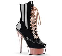 Pleaser DELIGHT-1020 Blk Pat/Rose Gold Chrome UK 5 (EU 38)