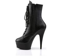 Pleaser Delight-1020, Bottes Classics courtes, non doublées femme - Noir - Schwarz (Schwarz (Blk Faux Leather/Blk Matte)), 44 EU