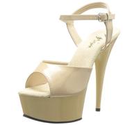 Pleaser DELIGHT-609, Sandales Bout Ouvert Femme, Beige (Cream/Cream), 39 EU (6)