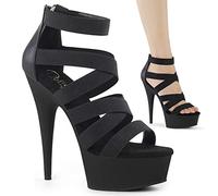 Pleaser DELIGHT-659 Blk Elastic Band-Faux Leather/Blk Matte UK 4 (EU 37)