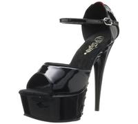 Pleaser Delight-660fh, Sandales Bout ouvert femme, Noir (Noir/rouge), 42 EU