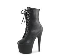 Pleaser Femme Adore-1020 Bottes à Tige Courte, Noir (Blk Faux Leather/Blk Matte), 38 EU