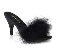 Pleaser Femme AMOUR-03 Sandales Bout Ouvert, Noir (Blk Satin-Fur), 45 EU