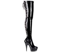 Pleaser Femme Delight-3063 Bottes Longues, Noir (Blk STR Pat/Blk), 40 EU
