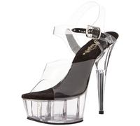 Pleaser Femme DELIGHT-608 Sandales Bout Ouvert, Transparent (CLR-Blk/CLR), 40 EU
