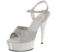 Pleaser Femme Delight-609 g Sandales Ouvertes, Argent SLV Multi GLTR SLV Chrome, 41 EU