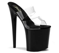 Pleaser Femme FLAMINGO-802 Sandales Bout Ouvert, Transparent (CLR/Blk), 36 EU