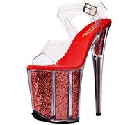 Pleaser Femme Flamingo 808 g Sandales Ouvertes, Transparent CLR Red Glitter, 38 EU