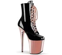 Pleaser FLAMINGO-1020 Blk Faux Leather,36 EU,Noir-Noir Verni Chrome Or Rose