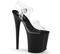 Pleaser Femme FLAMINGO-808 Sandales Bout Ouvert, Transparent (CLR/Blk), 39 EU