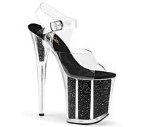 Pleaser Flamingo 808G - Sandales Plateforme Femme - Noir (Clr/Blk Gltr) - 37 EU