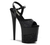 Pleaser FLAMINGO-809-2G - Sandales Plateforme Femme - Noir (Blk Gltr/Blk-Gltr) - 36 EU