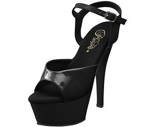 Pleaser Kiss 209, Sandales compensées femme, Noir (Blk Pat/Blk), 38