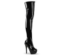 Pleaser KISS-3000 - Bottes Hautes Femme - Noir (Blk Str Pat/Blk) - 39 EU